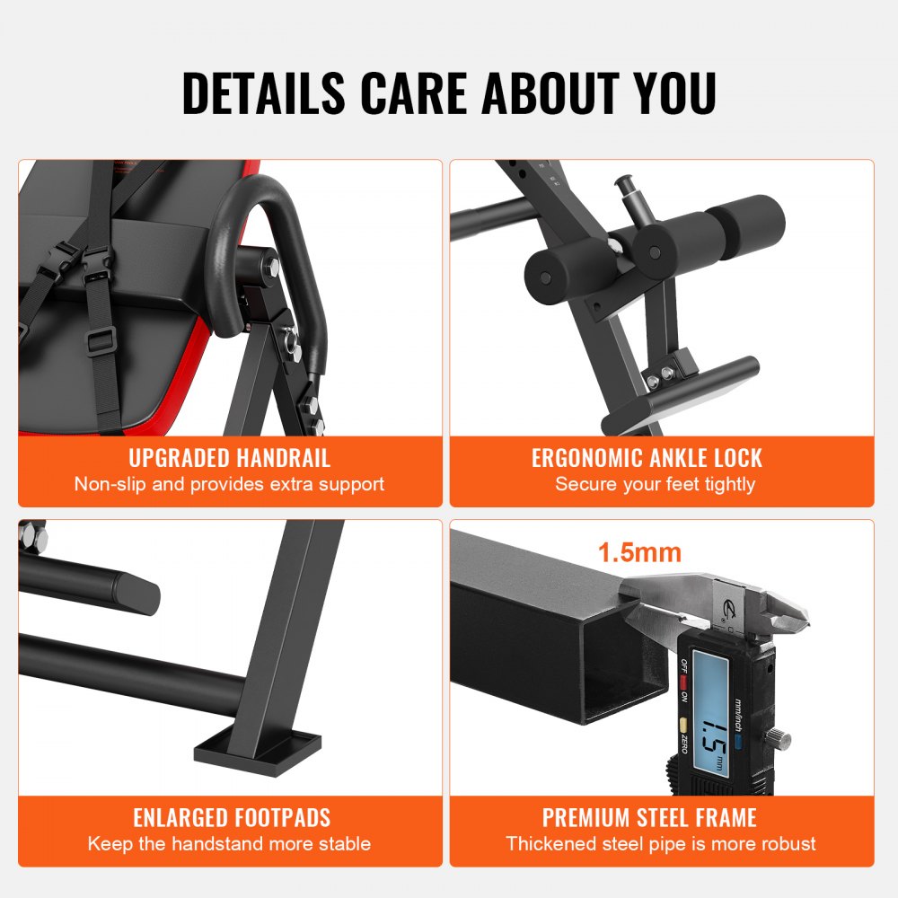 QD003 - Adjustable Inversion Table, 300 lbs Capacity, Foldable & Comfortable