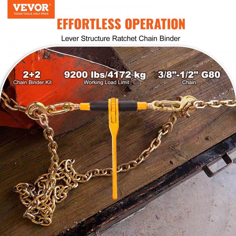 3/8-1/2 - Heavy-Duty Chain & Binder Kit for Secure Loads, 9200 lbs Capacity