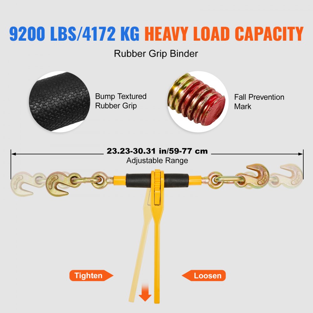 3/8-1/2 - Heavy-Duty Chain & Binder Kit for Secure Loads, 9200 lbs Capacity