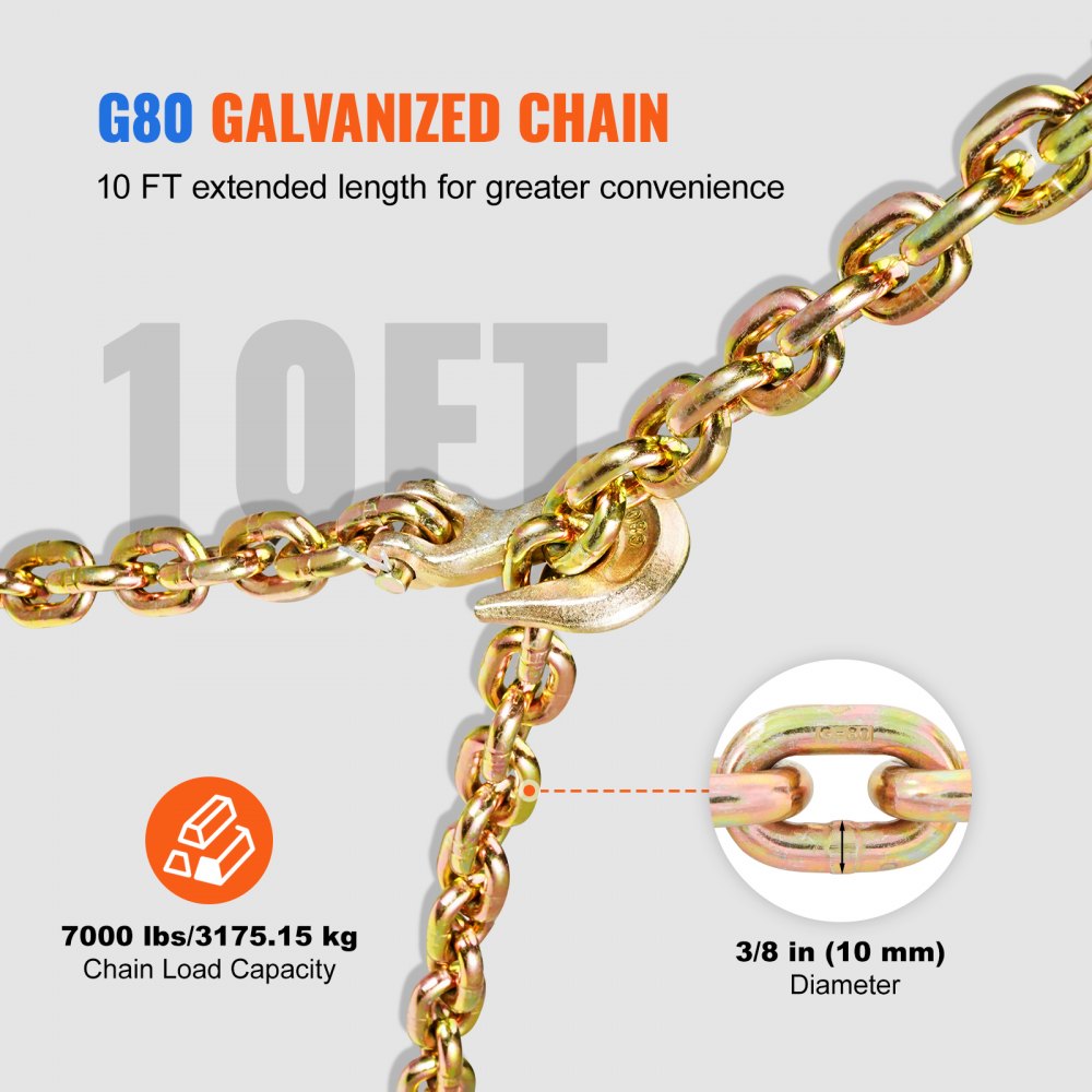 3/8-1/2 - Heavy-Duty Chain & Binder Kit for Secure Loads, 9200 lbs Capacity