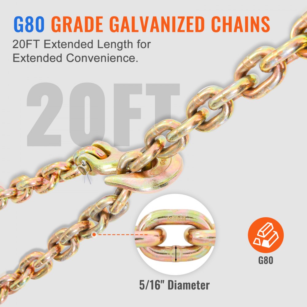 5/16-3/8 Chain Binders - Heavy-Duty 7,100 lbs Ratchet Chain Binder with Anti-Skid Handle