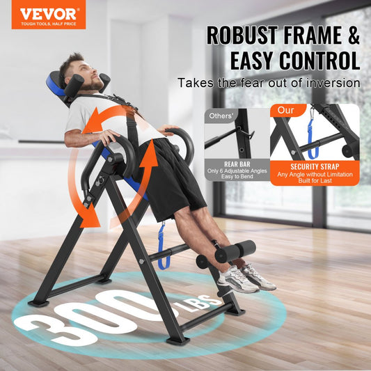QD001 - Adjustable Inversion Table, 300 lbs Capacity, Foldable Design