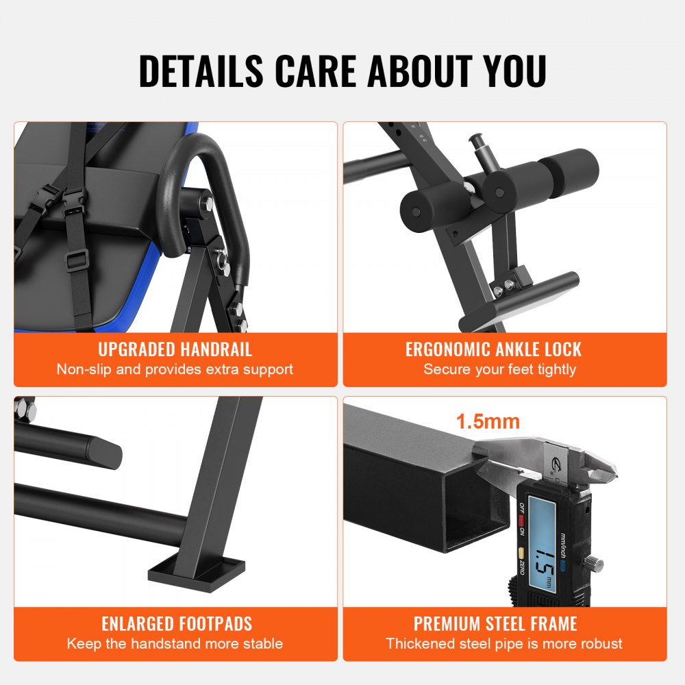 QD001 - Adjustable Inversion Table, 300 lbs Capacity, Foldable Design