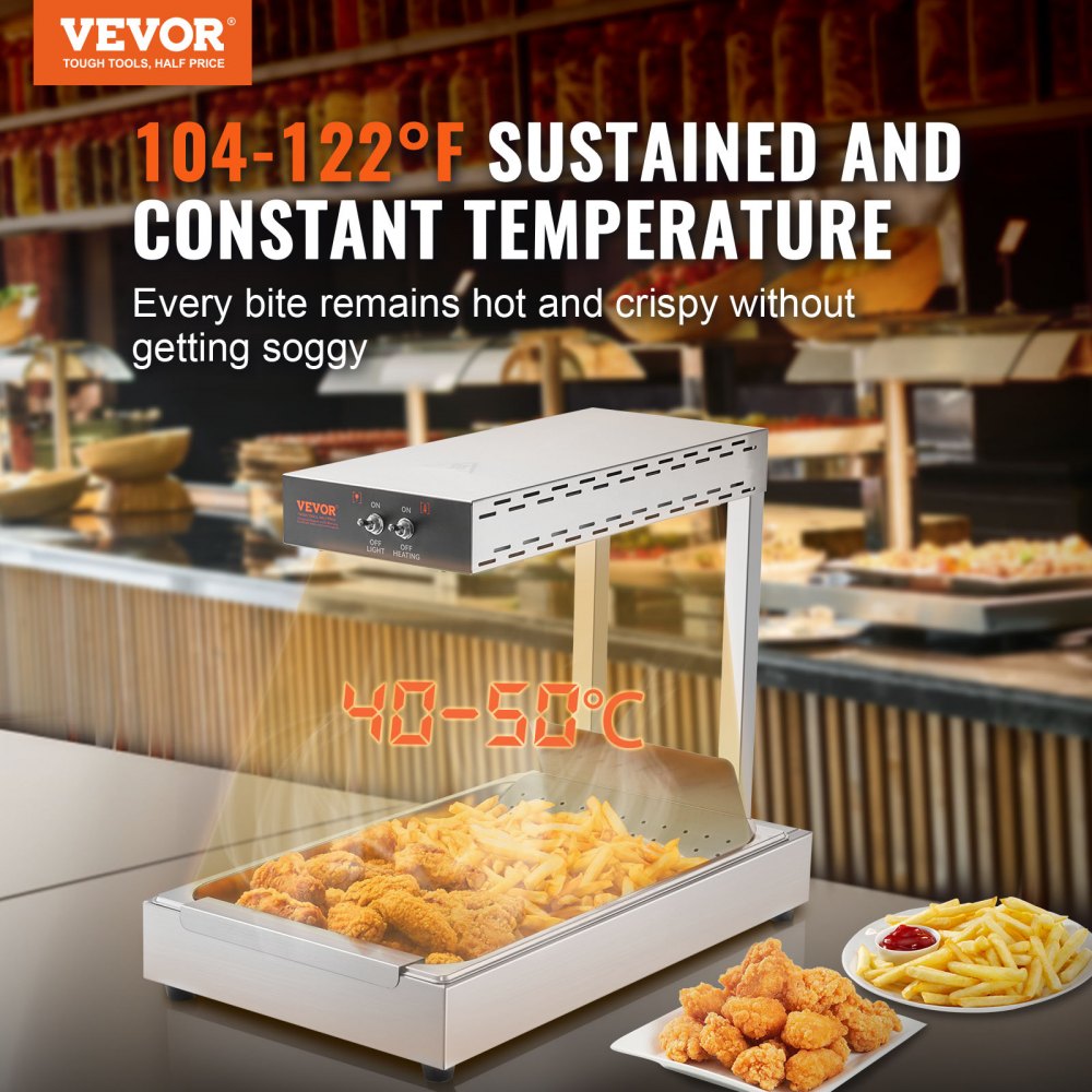 HT-310 - 750W VEVOR Fry Warmer, Keeps Fries Crisp at 104-122°F