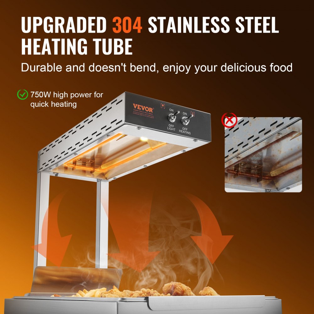HT-310 - 750W VEVOR Fry Warmer, Keeps Fries Crisp at 104-122°F