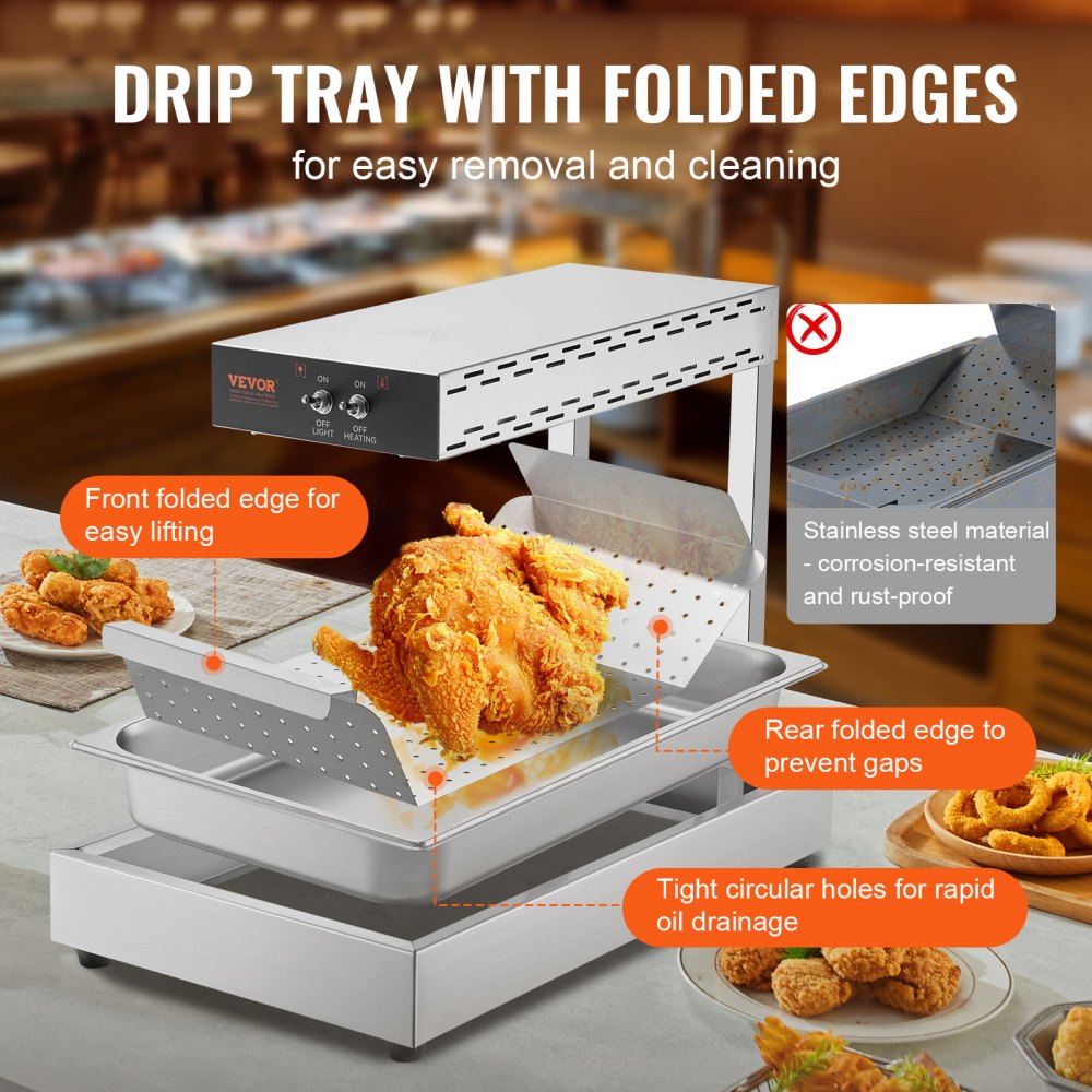 HT-310 - 750W VEVOR Fry Warmer, Keeps Fries Crisp at 104-122°F