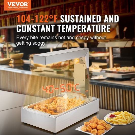 HT-620 - 750W Stainless Steel French Fry Warmer with Adjustable Temp 104-122°F