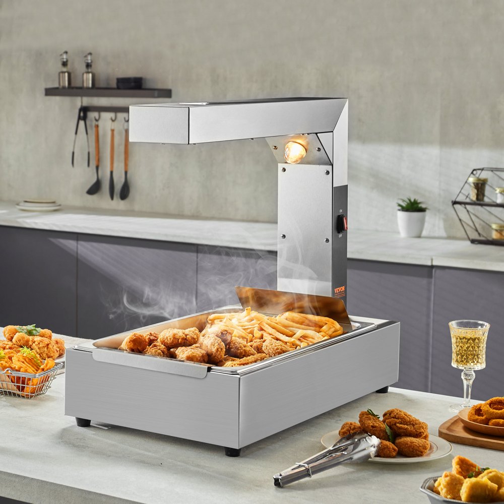 HT-620 - 750W Stainless Steel French Fry Warmer with Adjustable Temp 104-122°F