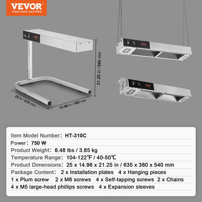 HT-310C - 750W VEVOR French Fry Warmer with Heating Lamp