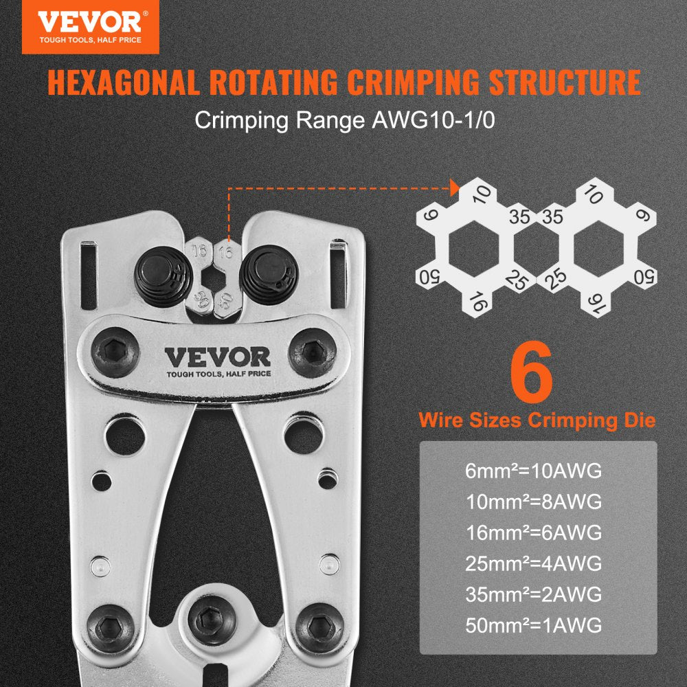 HS-30R+HS-D1 - VEVOR  Crimping Tool for AWG10-1/0, 5.2 lbs