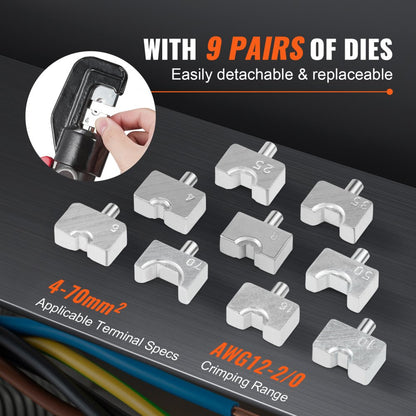 YQ-70A+LK-60A - Efficient Hydraulic Crimping Tool for AWG12-2/0 Connections
