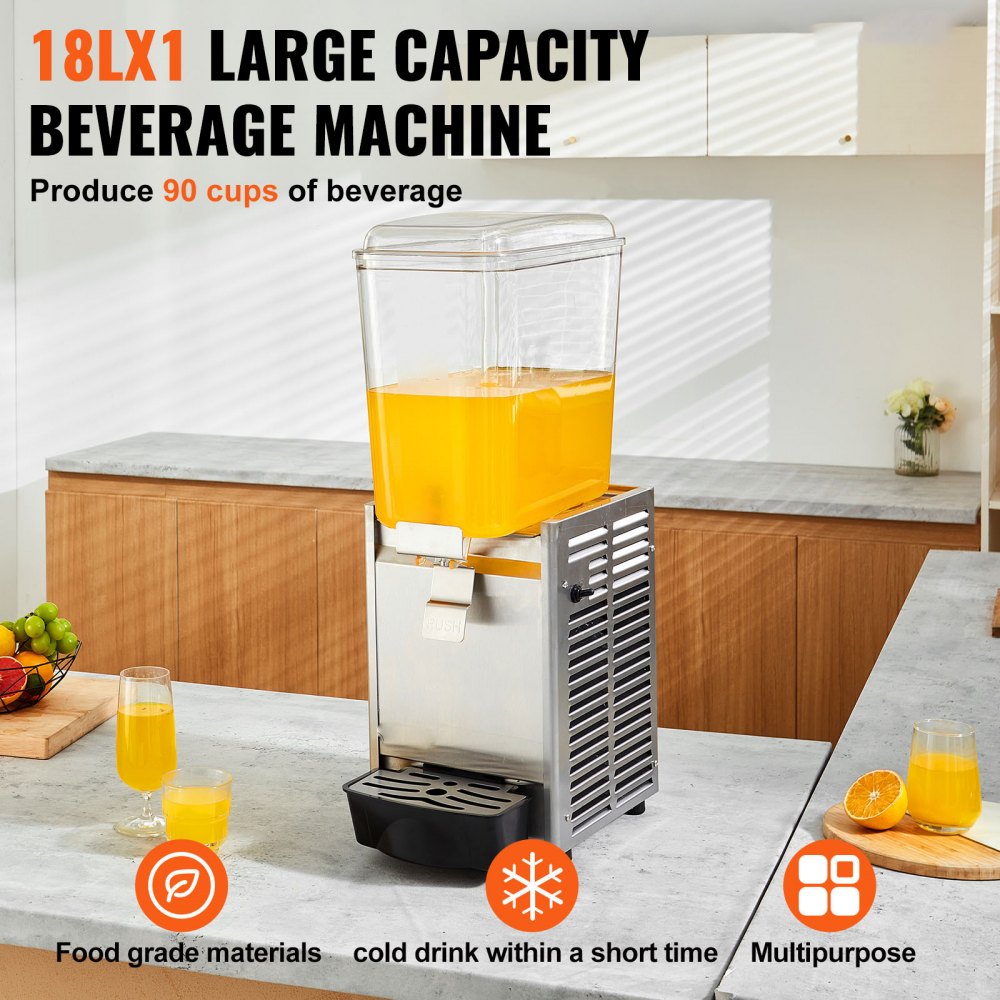 LP18A - 20.4 Qt Stainless Steel Beverage Dispenser with 325W Cooling System