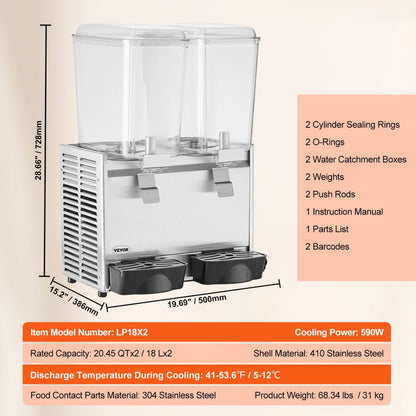 LP18X2 - 20.4Qt VEVOR Beverage Dispenser for Iced Tea & Juice