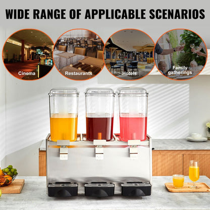 LP18X3 - 20.45 QT VEVOR 3-Tank Beverage Dispenser for Cold Drinks