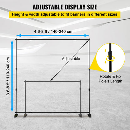 ZSJ-8x8 - Adjustable 8ft x 8ft Aluminum Backdrop Banner Stand