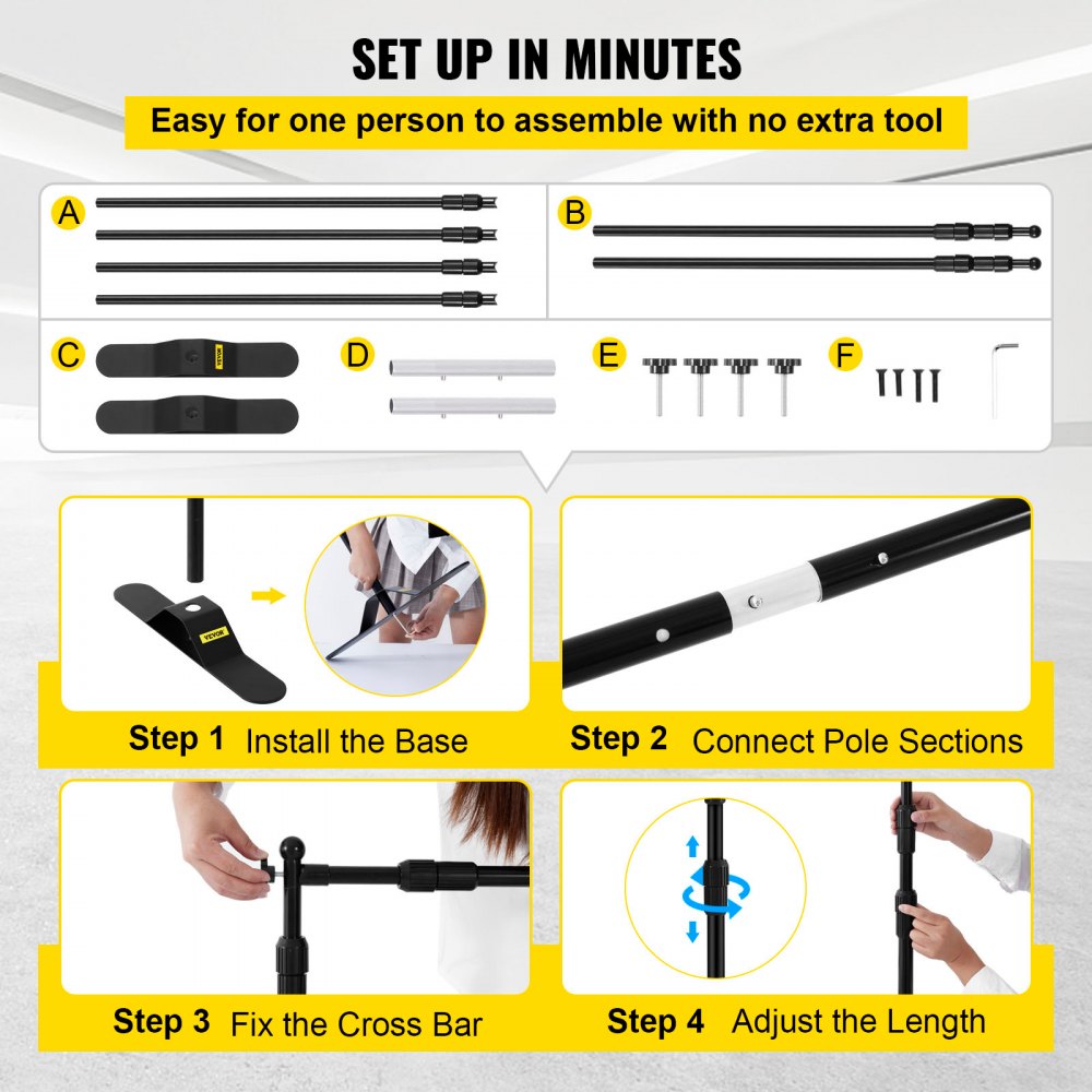 ZSJ-8x8 - Adjustable 8ft x 8ft Aluminum Backdrop Banner Stand