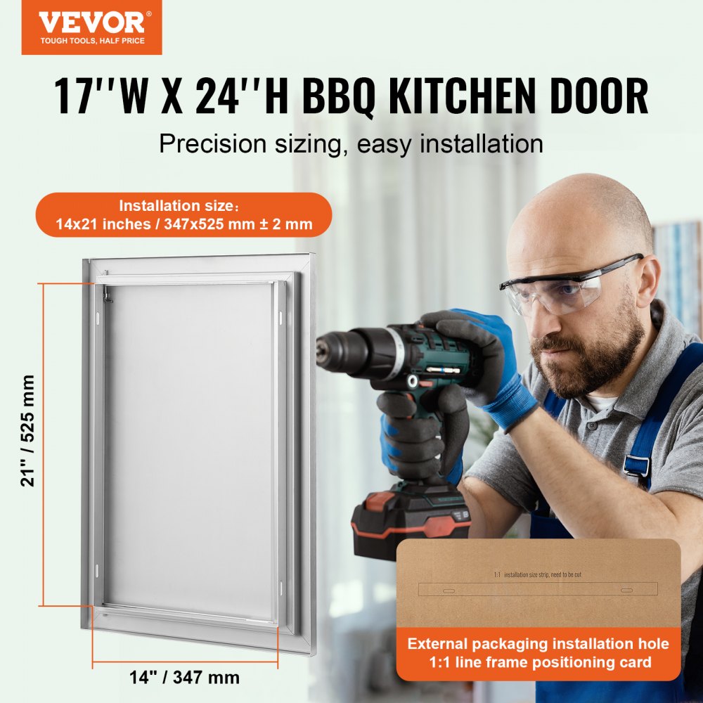 B012D - 17x24 Inch Stainless Steel BBQ Access Door for Outdoor Kitchens