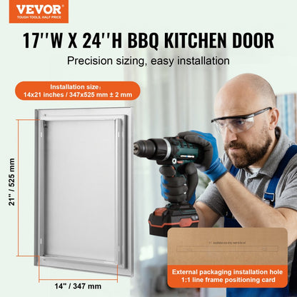 B012D - 17x24 Inch Stainless Steel BBQ Access Door for Outdoor Kitchens