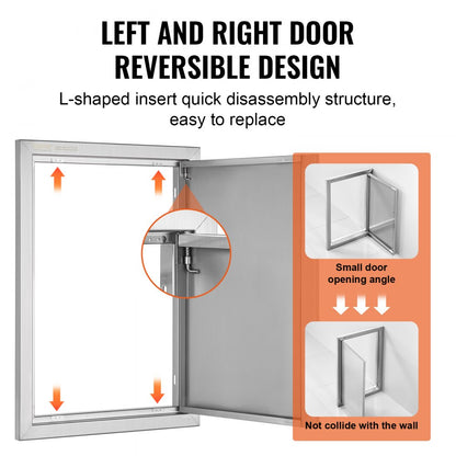 B012D - 17x24 Inch Stainless Steel BBQ Access Door for Outdoor Kitchens