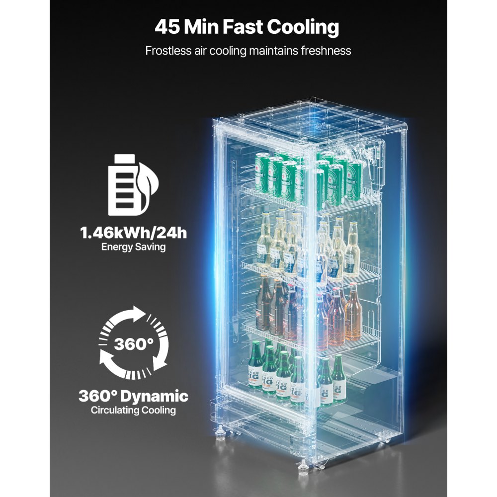 XLS-170W - Commercial 5.7 cu.ft Beverage Fridge with Glass Door & LED Lighting