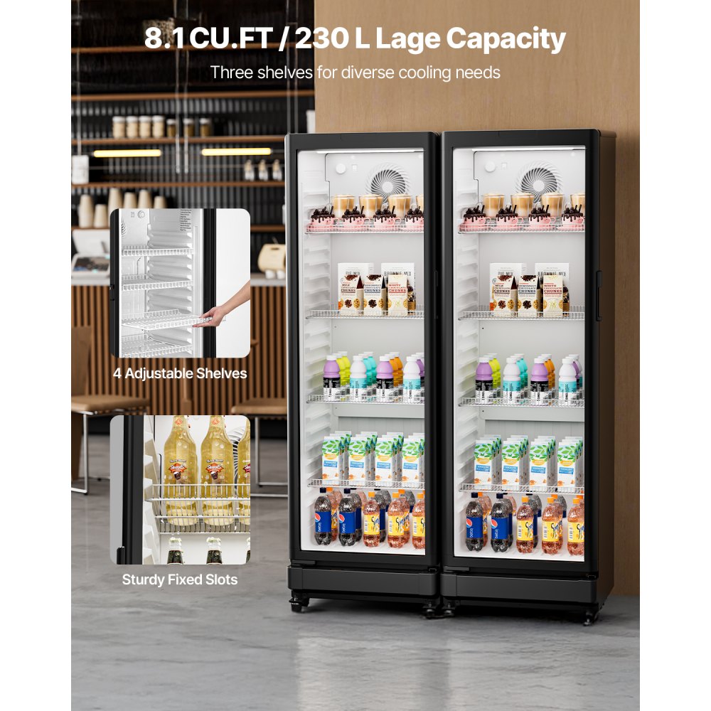 XLS-240W - 8.1 cu.ft Glass Door Beverage Cooler with Adjustable Shelves