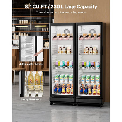 XLS-240W - 8.1 cu.ft Glass Door Beverage Cooler with Adjustable Shelves