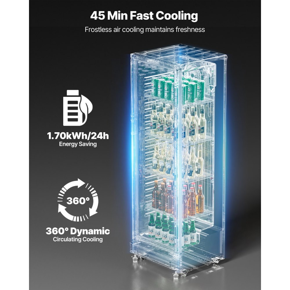 XLS-240W - 8.1 cu.ft Glass Door Beverage Cooler with Adjustable Shelves