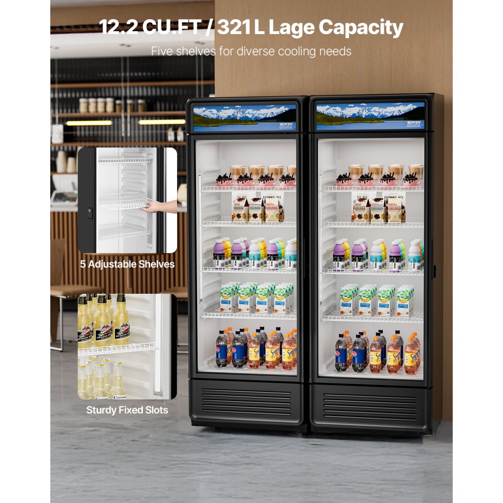 XLS-365WG - 12.2 cu.ft Glass Door Merchandiser Refrigerator with 5 Shelves