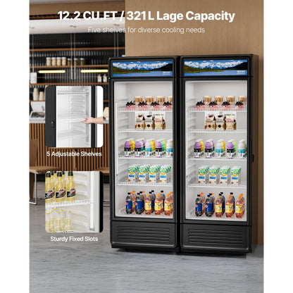XLS-365WG - 12.2 cu.ft Glass Door Merchandiser Refrigerator with 5 Shelves