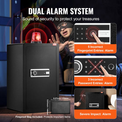 SS-700ZW - VEVOR 4.0 cu.ft Secure Safe Box with Key, Fingerprint, & Alarm