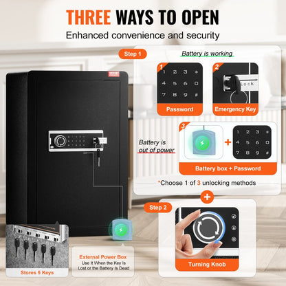 SS-630DZ - VEVOR 3.5 cu.ft Safe Box with LED Light & Key Lock
