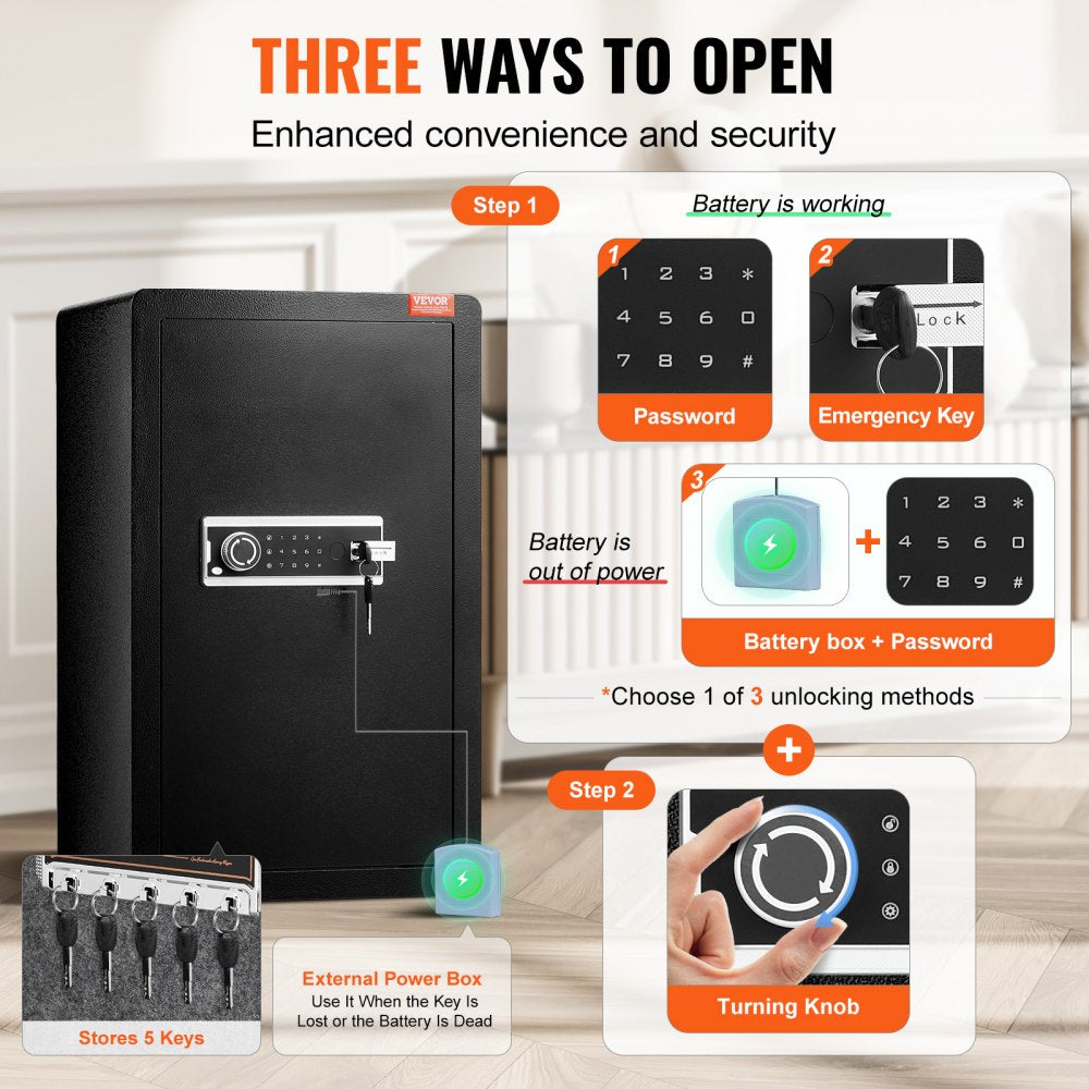 SS-700DZ - Durable 4.0 cu.ft Safe Box with Key Lock & LED Light