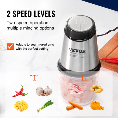 AMJ-215E - 400W Stainless Steel Food Processor with 2.5-Cup Capacity