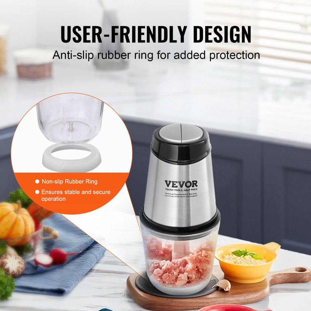 AMJ-215E - 400W Stainless Steel Food Processor with 2.5-Cup Capacity