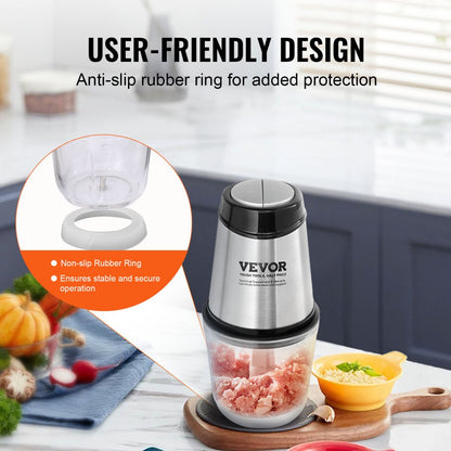 AMJ-215E - 400W Stainless Steel Food Processor with 2.5-Cup Capacity
