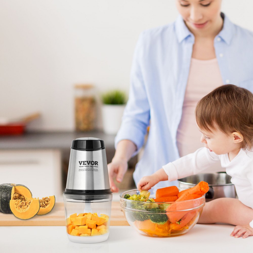 AMJ-215E - 400W Stainless Steel Food Processor with 2.5-Cup Capacity