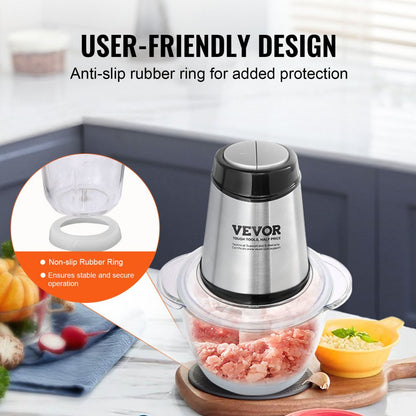 AMJ-215E - 400W Stainless Steel Meat Grinder & Food Processor 8" x 9"