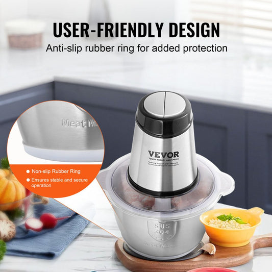 AMJ-215F - 400W Stainless Steel Meat Grinder with 8-Cup Capacity