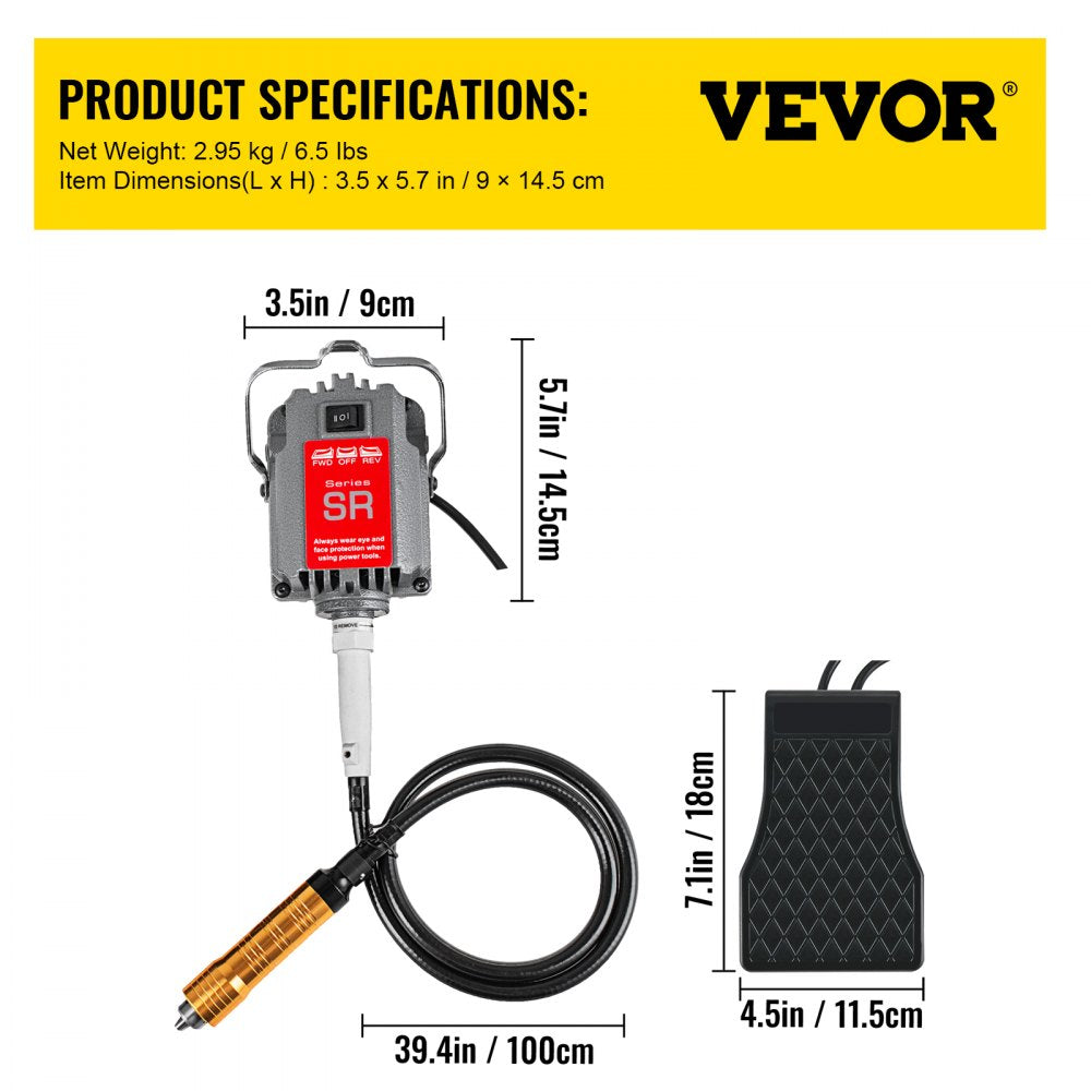 SR230W6MM - 230W Flex Shaft Grinder with Accessory Kit, 39.4 in Long