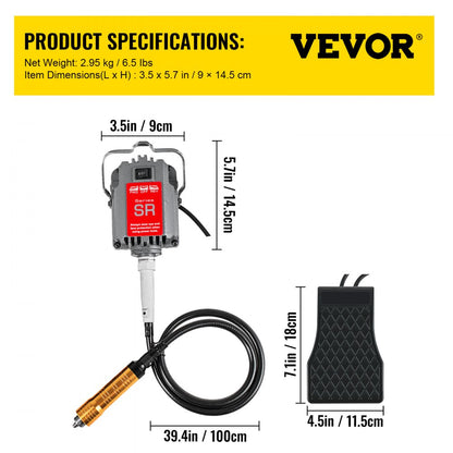 SR230W6MM - 230W Flex Shaft Grinder with Accessory Kit, 39.4 in Long