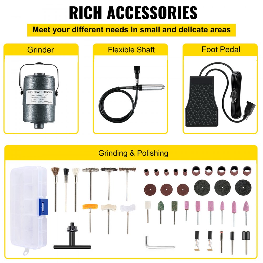 380W Flex Shaft Grinder - Versatile Rotary Tool with Foot Pedal Control