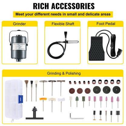 380W Flex Shaft Grinder - Versatile Rotary Tool with Foot Pedal Control