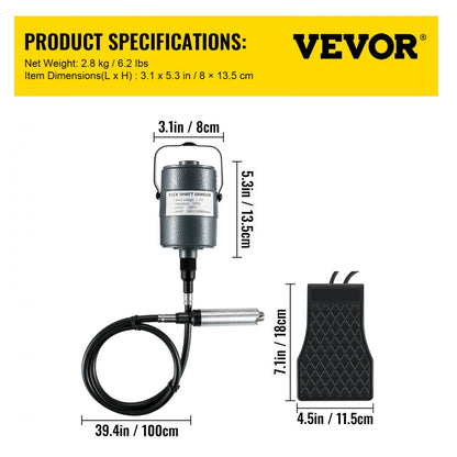 380W Flex Shaft Grinder - Versatile Rotary Tool with Foot Pedal Control
