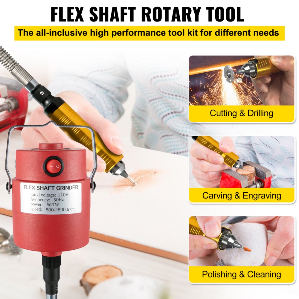 560W Flex Shaft Grinder - Versatile Tool for Grinding, Polishing & Sanding