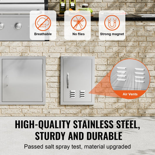 B014D - Stainless Steel BBQ Access Door, 14" x 20" for Outdoor Kitchens