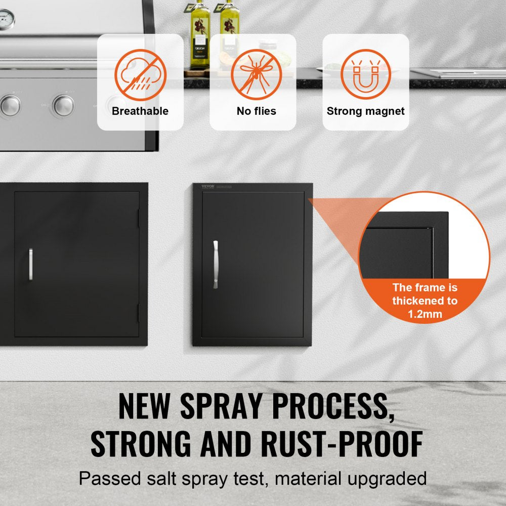 B016D - 16"x22" Matte Black BBQ Access Door for Outdoor Kitchens