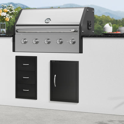 B016D - 16"x22" Matte Black BBQ Access Door for Outdoor Kitchens