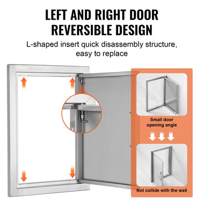B001D - 14x20 Inch Stainless Steel Flush Mount Outdoor Access Door