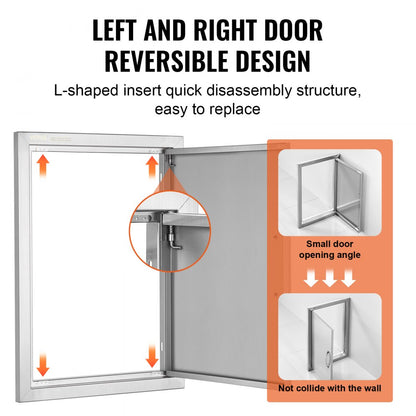 B017D - Stainless Steel 17W x 24H BBQ Access Door for Outdoor Kitchens