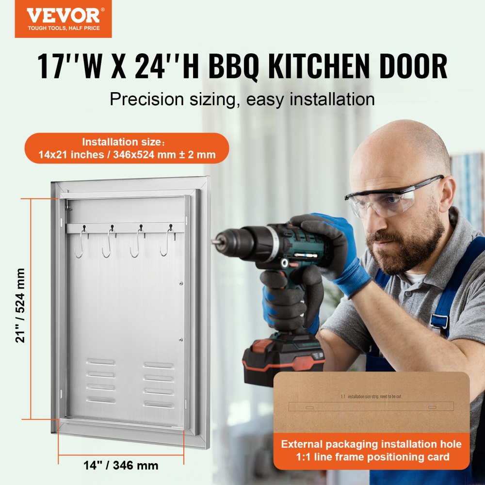 BH-001 - Durable 17W x 24H Inch Stainless Steel BBQ Access Door